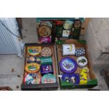 Three boxes of collectable tins etc.