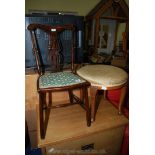 A dressing table stool and splatback bedroom chair.