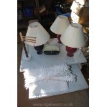 Three table lamps, Roberts radio etc.