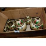 A box of modern cloisonne style vases.