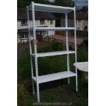 A metal three shelf Workshop unit, 70'' high x 36'' wide x 12'' deep.