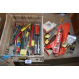 A crate of various drill bits.