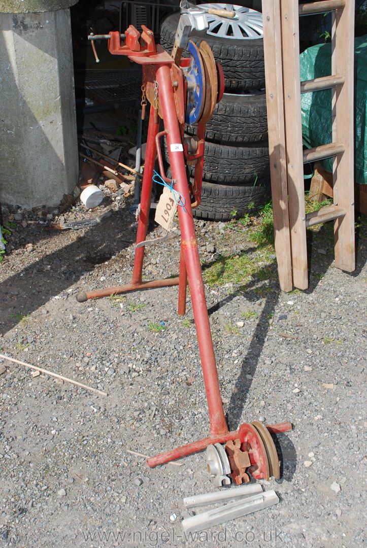 A plumber's Pipe Bending machine with vice and with 15, 22 and 28 ml. guides and formers.