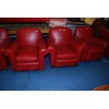 Three leather style armchairs, one a/f.