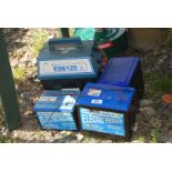 An electric Shepherd fencing unit and three batteries.