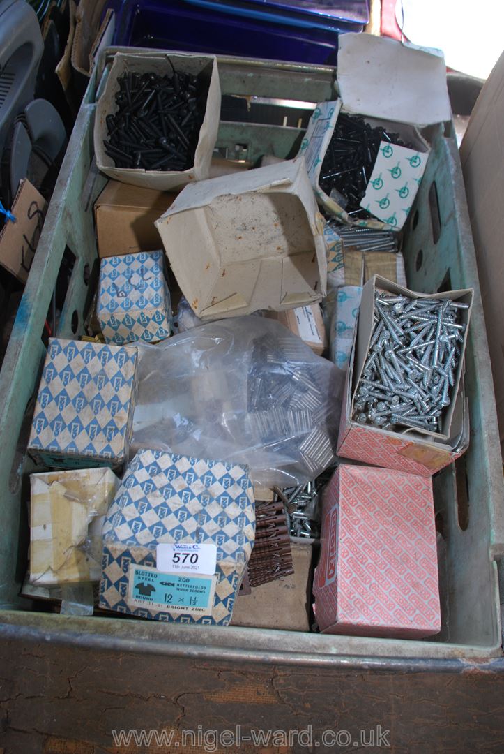 A tray of various screws, boxed screws etc.