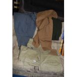 Seven pairs of gent's trousers, canvas style, mostly size 54 R,