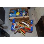 A quantity of hangers, vehicle fluids etc.