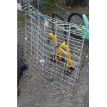 Two galvanised hanging Hay racks and a small sack truck.