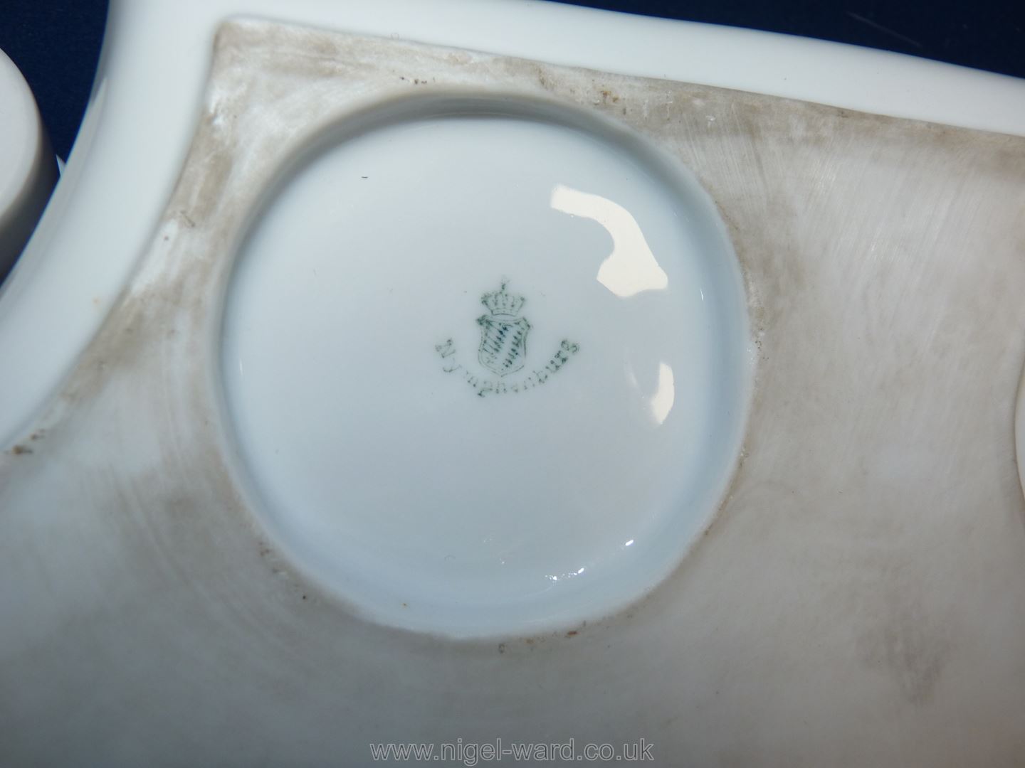 A very rare Nymphenburg World War I 'Kreigzeit Series' Porcelain inkstand, - Image 4 of 6