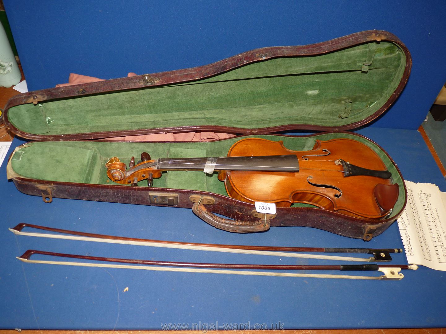 A good 'Tiger striped' Violin with paper label inside 'Sole Agents Hawkes & Son, Denman Street,