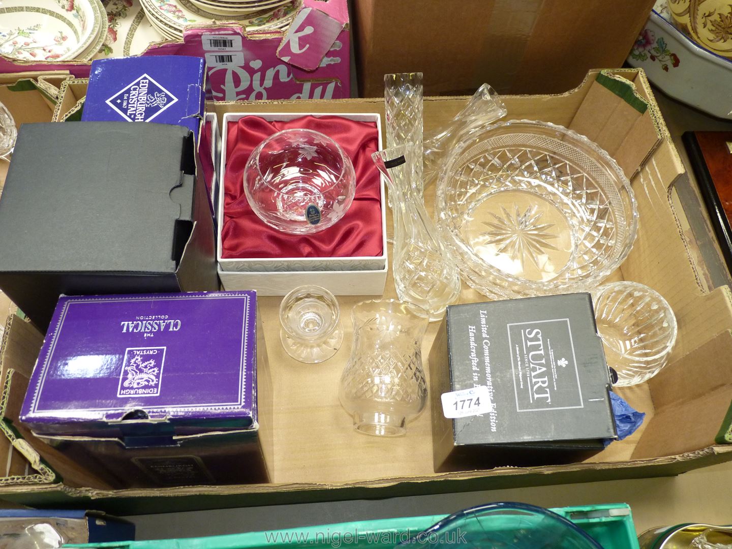 A quantity of cut glass including Edinburgh crystal, Royal Doulton, Stuart and Thomas Webb,