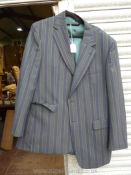 A gent's Brook navy and green stripe Blazer with green silk lining with navy enamel buttons,