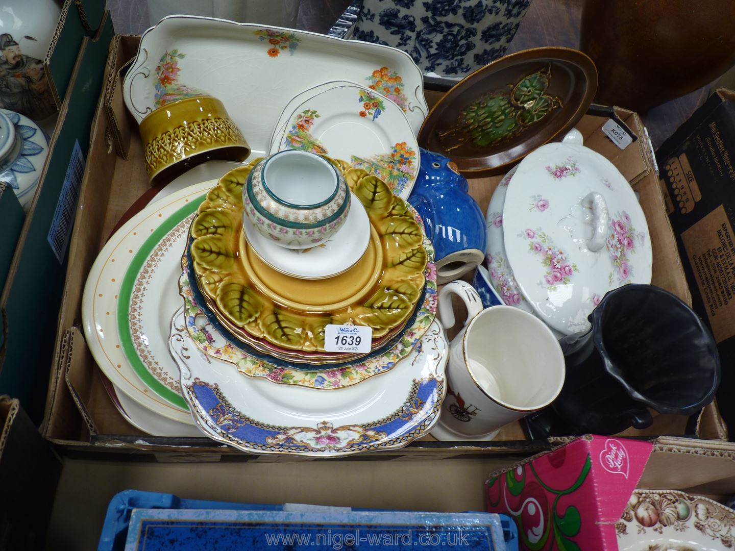 A good quantity of china including sandwich set, Adams tankard, Royal Worcester pin dish,