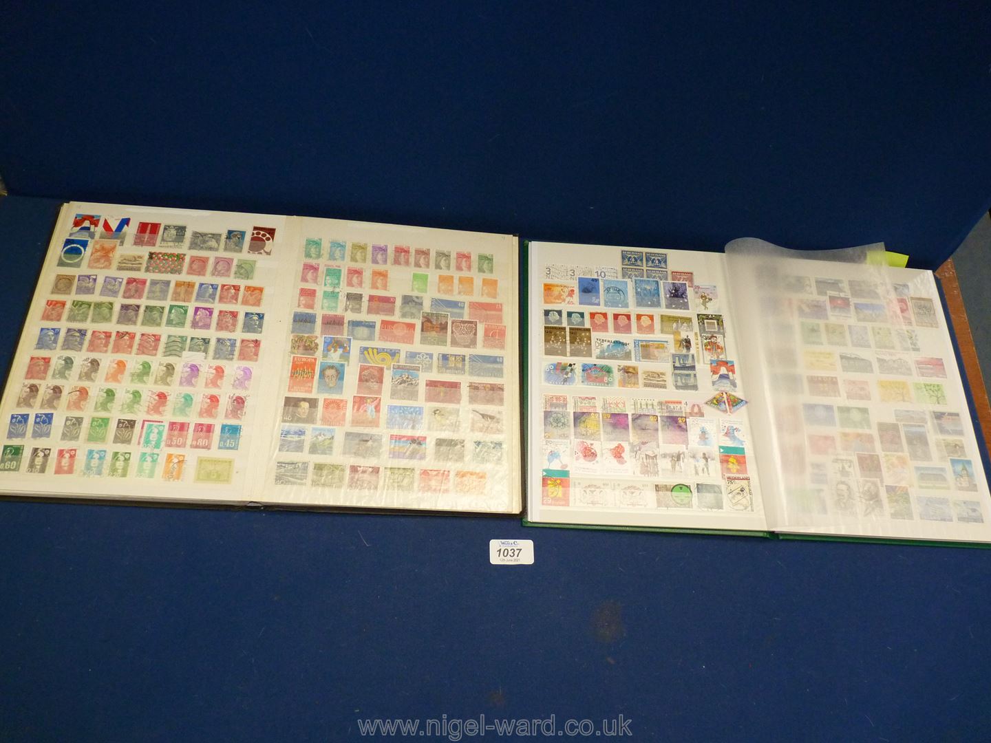 Two stock books of European stamps including Netherlands, France, Switzerland, Italy, etc.