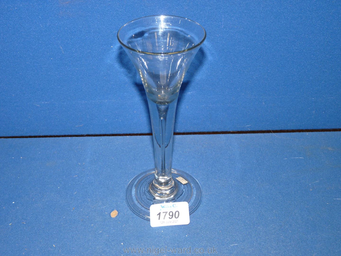 A very fine Georgian wine glass circa 1740, the bowl of trumpet form, - Image 2 of 2