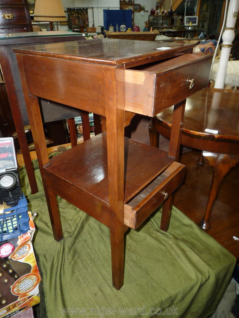 A Mahogany campaign Bedside Table of traditional Georgian design having a frieze drawer and a lower - Image 2 of 4