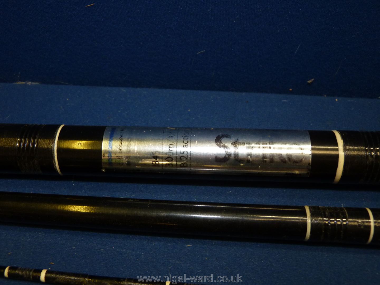 Two fishing rods, a Shakespeare Strike 1845 black fibre glass and the a cane, Chapman 500. - Image 4 of 4