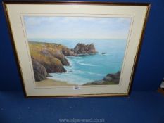 A framed and mounted Oil painting of coastal scene, signed lower right Betty Cowls,