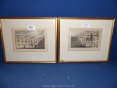 Two framed and mounted etchings "Grocers Hall - Poultry", drawn by ThQ. H. Shepherd, engraved by W.