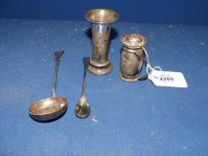 An early 1900 pepper shaker and 1908 bud vase,
