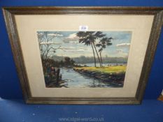 A Watercolour ''Ortega Creek'' by Ladislav Kadlec (Czech/American, born 1895) with AWS label verso.