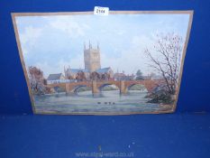 A Watercolour of Hereford Old Bridge,