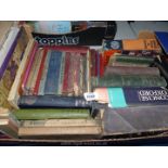 A box of vintage educational books including Thesaurus, dictionaries, Electric machines etc.