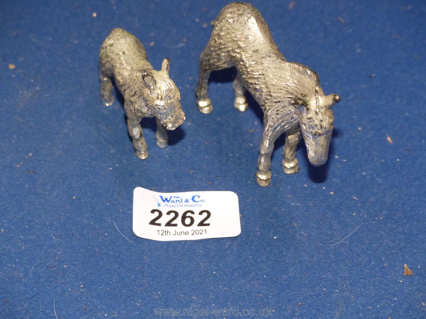 Two small white metal Donkeys. - Image 2 of 2