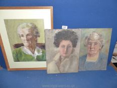 Three Oil portraits of women.