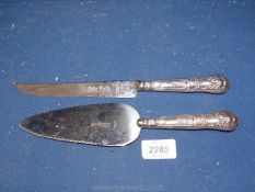 A Sheffiield silver Cake Knife and matching slice,