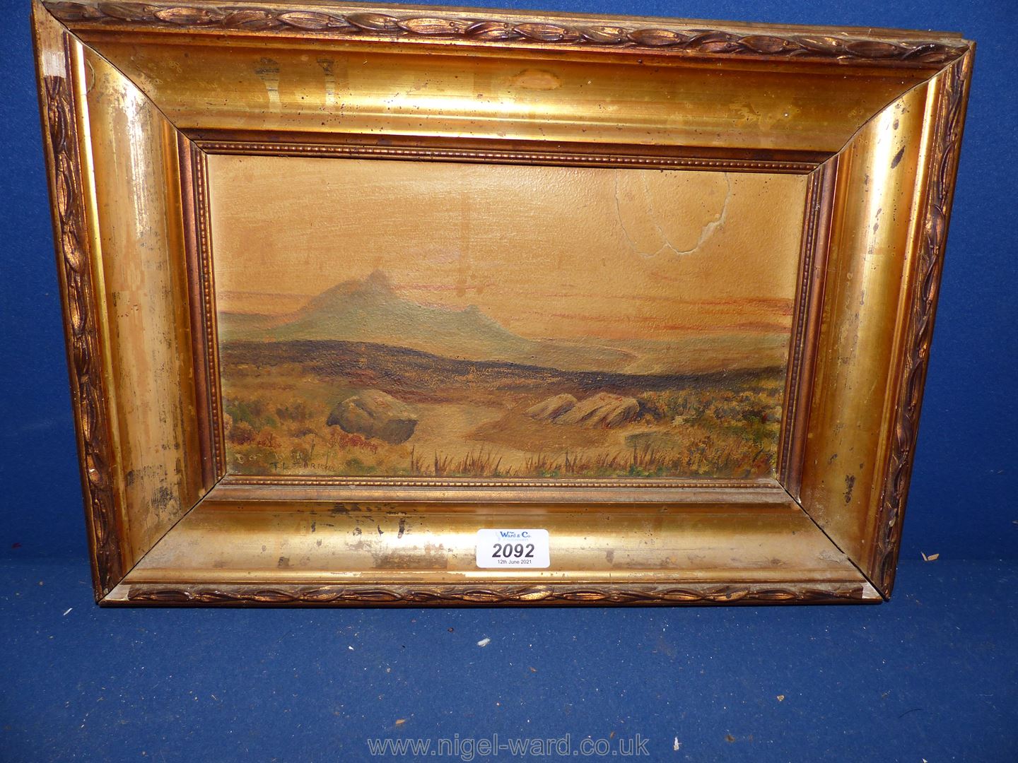 An early 20th c. Oil painting of Dartmoor scene, signed.