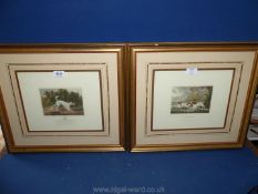 Two framed Etchings ''Field Spaniels'' and ''Pitch a Terrier'' by Lt.