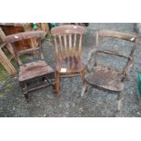 Three assorted kitchen chairs