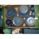 A box of West German 'Winterling' dinner and tea service in dark blue and orange floral design