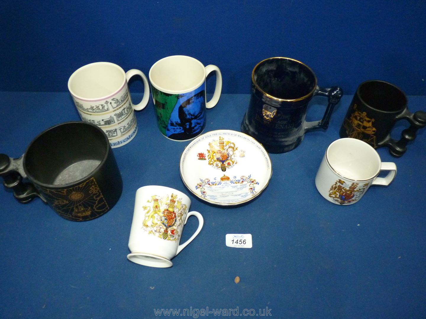 A small quantity of commemorative tankards including; Portmeirion 'Mayflower 1620-1970',