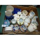 A quantity of china including dark blue Wedgwood Jasperware jug and bowl,