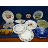 A quantity of plates including; Royal Worcester, Prinknash, oriental, lattice work dishes,