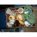 A small box of china including Sadler pot, Adderley posy, Poole vase etc.