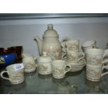 A Royal Doulton "Florinda" coffee service to include coffee pot, six coffee cups and saucers,