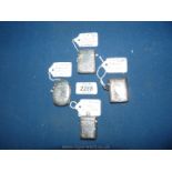 Four Birmingham silver vestas with working hinges and various patterns and initials,