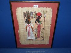 A framed and glazed Egyptian Papyrus painting.