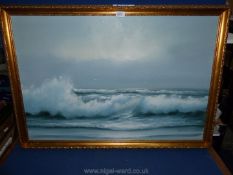 An Oil on board 'Waves' signed lower right Robert, 38" x 27".