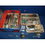 A quantity of mixed EPNS cutlery and some bone handled cutlery, fish server,