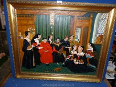 An Oil on canvas by Margaret Wright, The Trial of Mary Queen of Scots after Holbein.