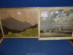 A framed Paul Henry Print of an Irish landscape along with a print by Edward Seago "The Landmark".