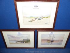 Three framed and mounted Peter Mills Watercolours of seascapes.