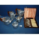 A Picquotware five piece Teaset including teapot, coffee pot, water pot, milk jug and sugar bowl,