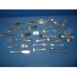 Miscellaneous plated items including coffee spoons and a silver and enamel spoon from Hull,