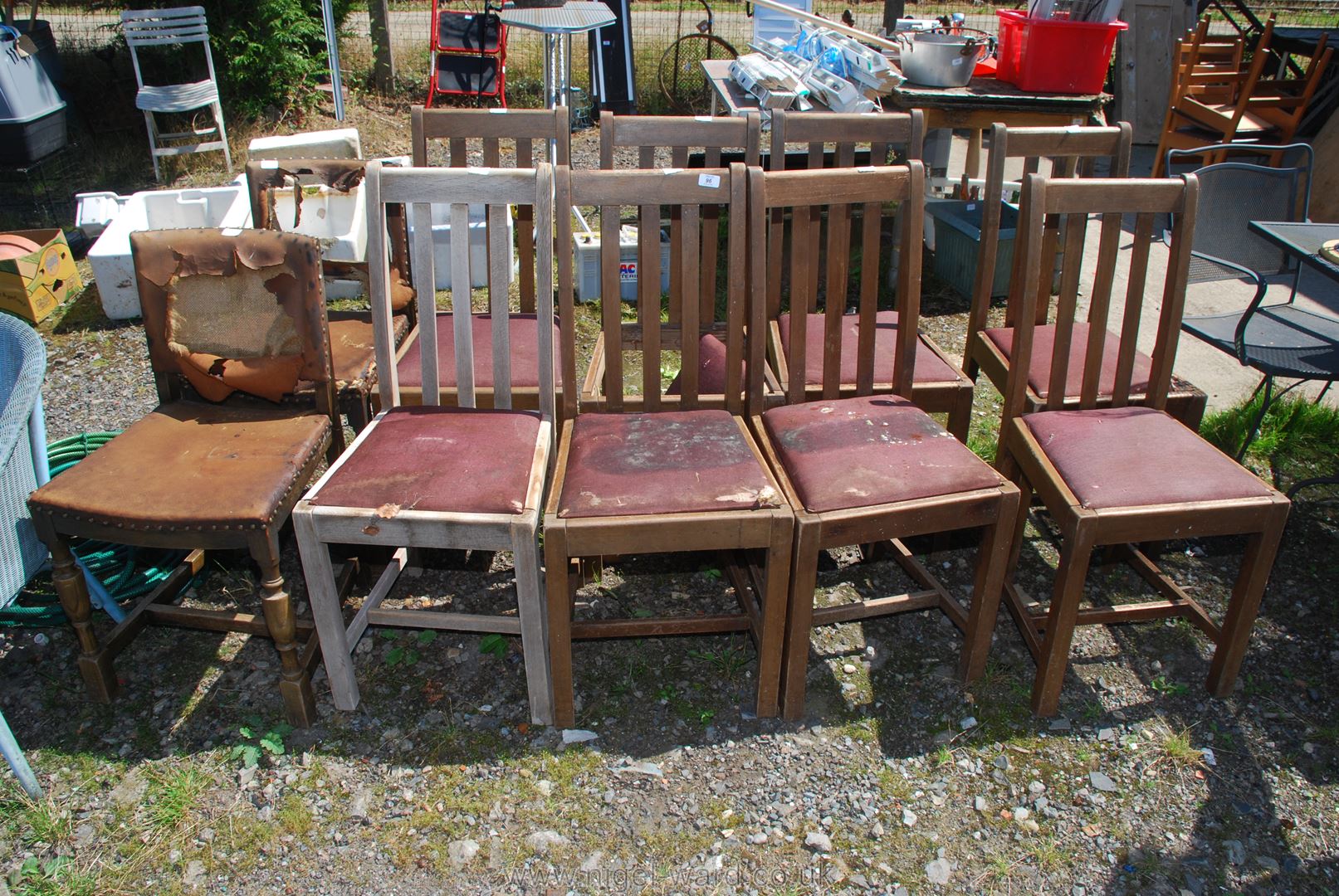 Eight dining chairs and two others for restoration.